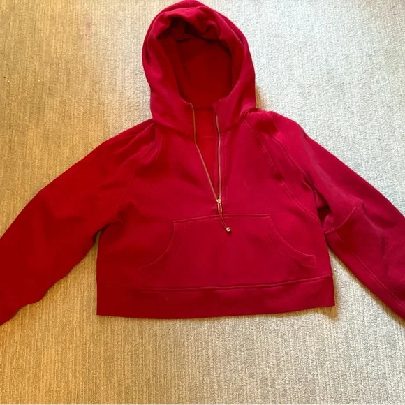 Lululemon Scuba Oversized Half Zip Hoodie Dark Red M - Picture 2 of 8